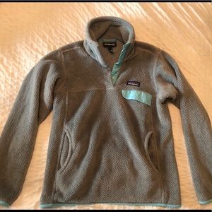 Patagonia Snap T Fleece Pullover - gray and teal